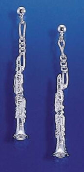 Ohrringe mit kleiner Klarinette (Silber weiß)