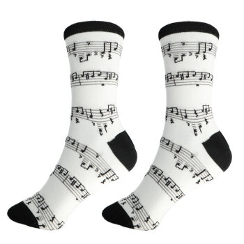 Musik-Socken weiß mit Notenlinien