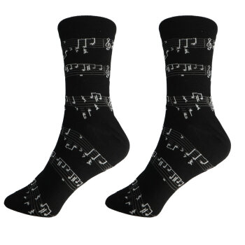Musik-Socken schwarz mit Notenlinien (35/38)