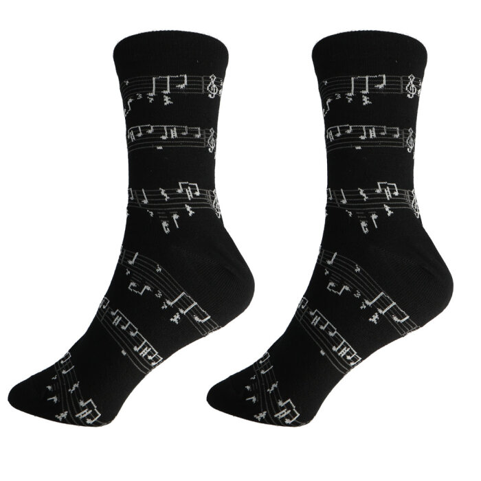Musik-Socken schwarz mit Notenlinien (39/42)