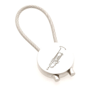 Schlüsselanhänger Trompete aus Metall (rund)