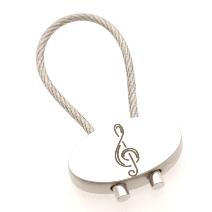 Schlüsselanhänger Violinschlüssel / Notenschlüssel aus Metall (oval)