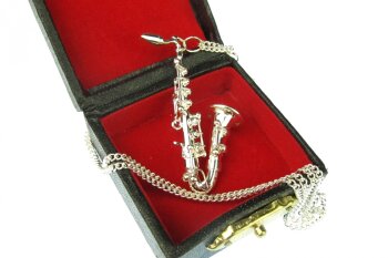 Kette Miniatur-Saxofon silber