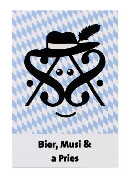 Postkarte "Bier, Musi & a Pries"