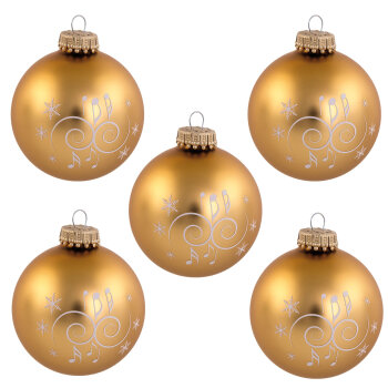 5er-Set Weihnachtskugeln "Ornamente" gold