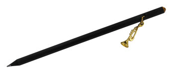 Bleistift schwarz mit goldenem Charm-Anhänger Trompete