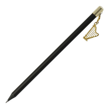 Bleistift schwarz mit goldenem Charm-Anhänger Harfe