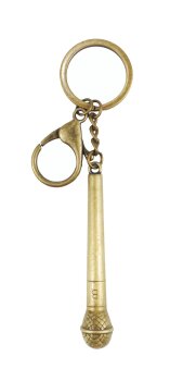 Schlüsselanhänger in Bronzeoptik Mikrofon