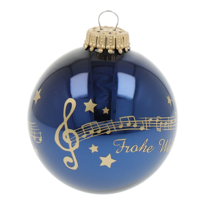 Weihnachtskugel Notenzeile Stille Nacht 7 cm cobaltblau