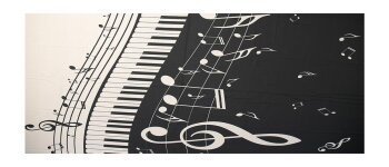 Tischdecke Musik Klaviertastatur schwarz-weiß