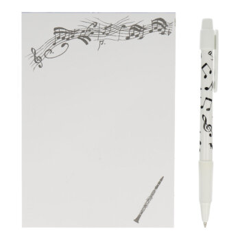 Schreibset mit A6-Block und Kugelschreiber Klarinette