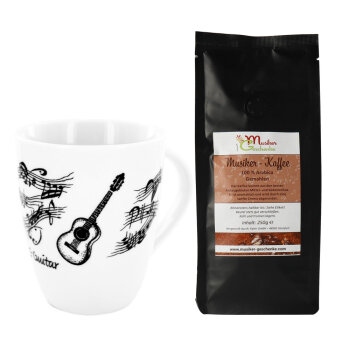 Tasse Gitarre mit Musiker-Kaffee gemahlen
