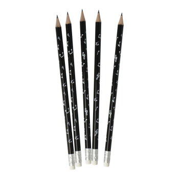 Bleistifte Notenmix mit Radiergummi (5er-Set) schwarz