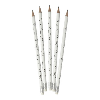 Bleistifte Notenmix mit Radiergummi (5er-Set) weiß