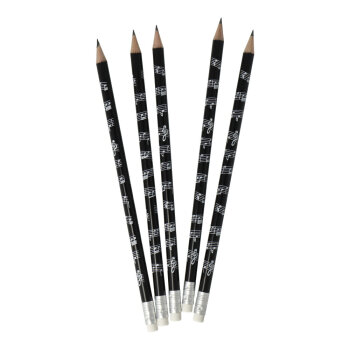 Bleistifte Notenlinien mit Radiergummi (5er-Set) schwarz