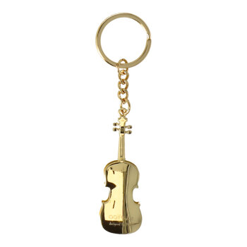 Schlüsselanhänger Geige aus Metall Golden